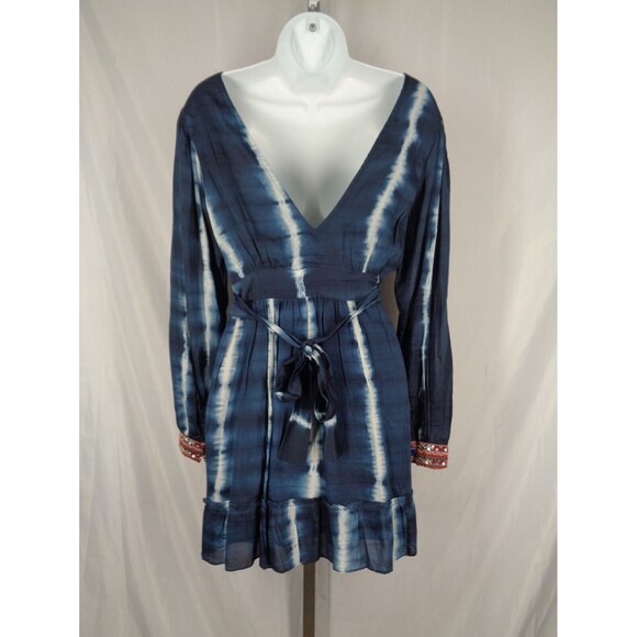 Verb by Pallavi Singhee Anthropologie Mini Dress Size XS Blue Tie Dye New - Picture 2 of 13